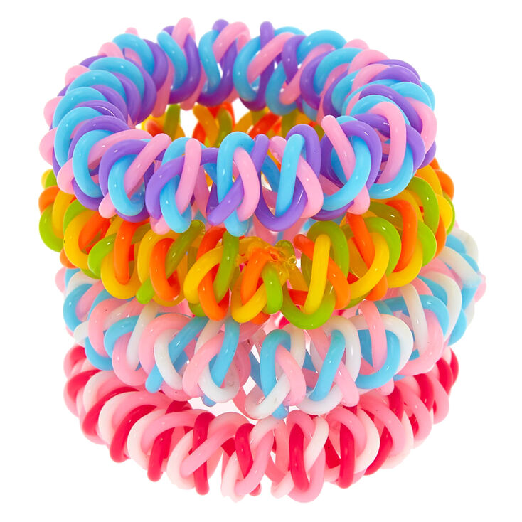 Rainbow Twist Spiral Hair Ties 4 Pack Claire S Us