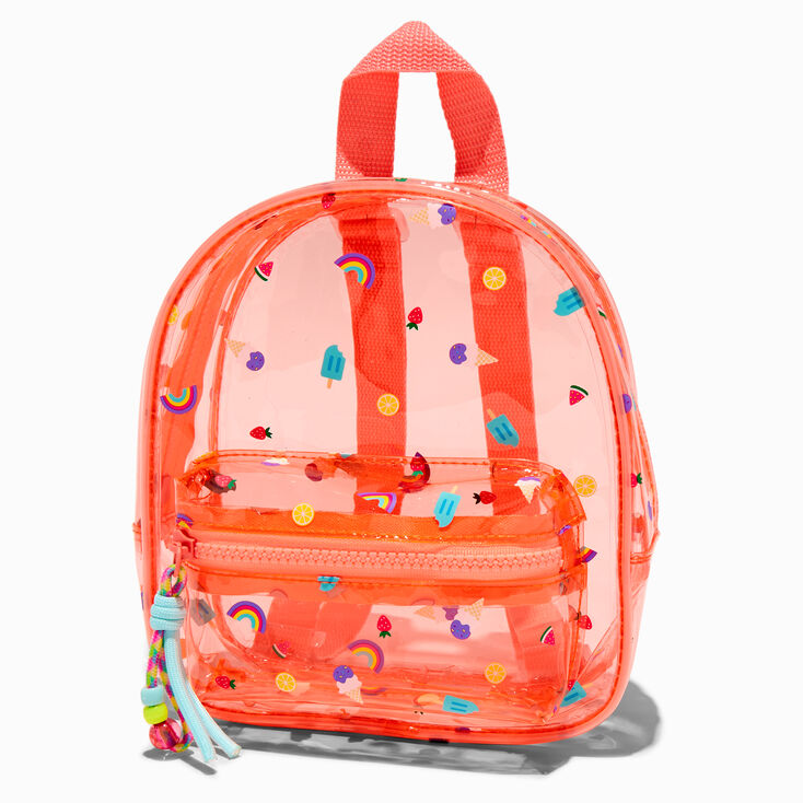 Claire&#39;s Club Summer Print Orange Mini Backpack,