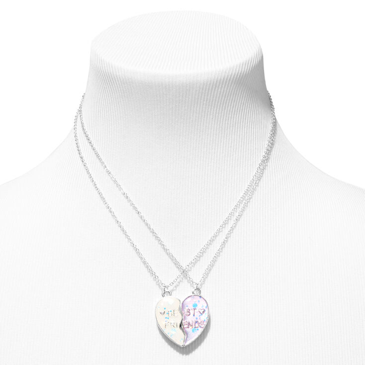 Best Friends Purple Glitter Color-Changing Split Heart Necklaces &#40;2 Pack&#41;,