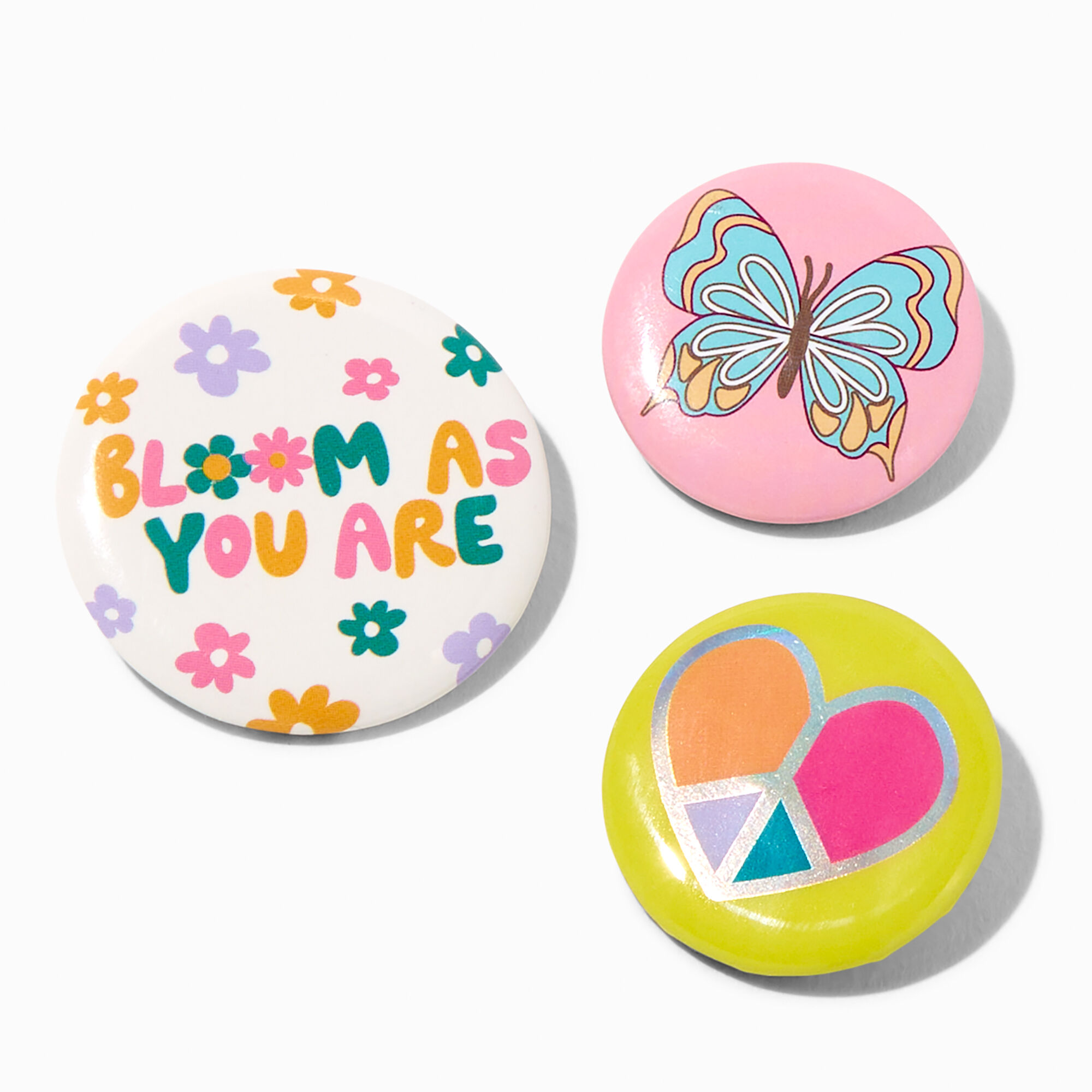 View Claires Bloom As You Are Pinback Button Set 3 Pack information