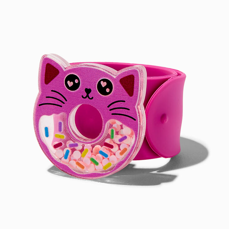 Pink Cat &amp; Shaker Donut Slap Bracelet,