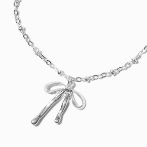 Silver-tone Pearl Bow Cup Chain Bracelet Set - 3 Pack,