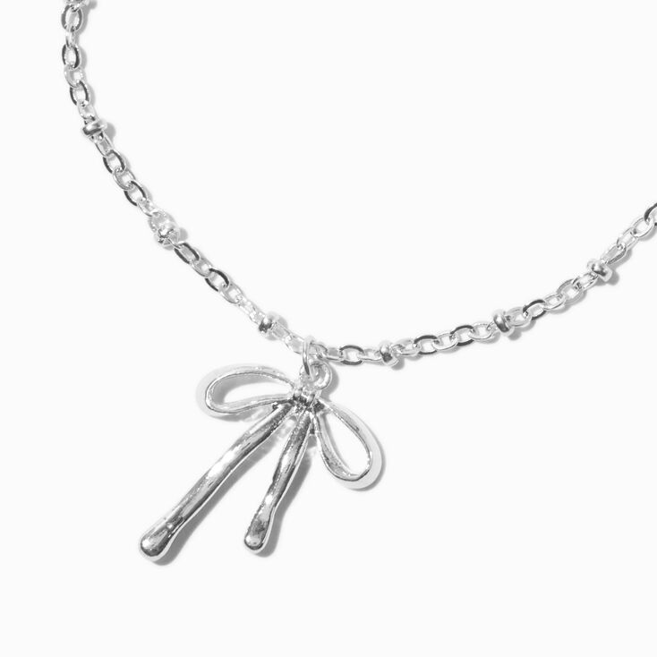 Silver-tone Pearl Bow Cup Chain Bracelet Set - 3 Pack,