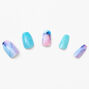 Turquoise Marble Stiletto Faux Nail Set - 24 Pack,