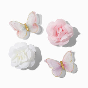 Claire&#39;s Club Butterfly &amp; Chiffon Flower Hair Clips - 4 Pack,