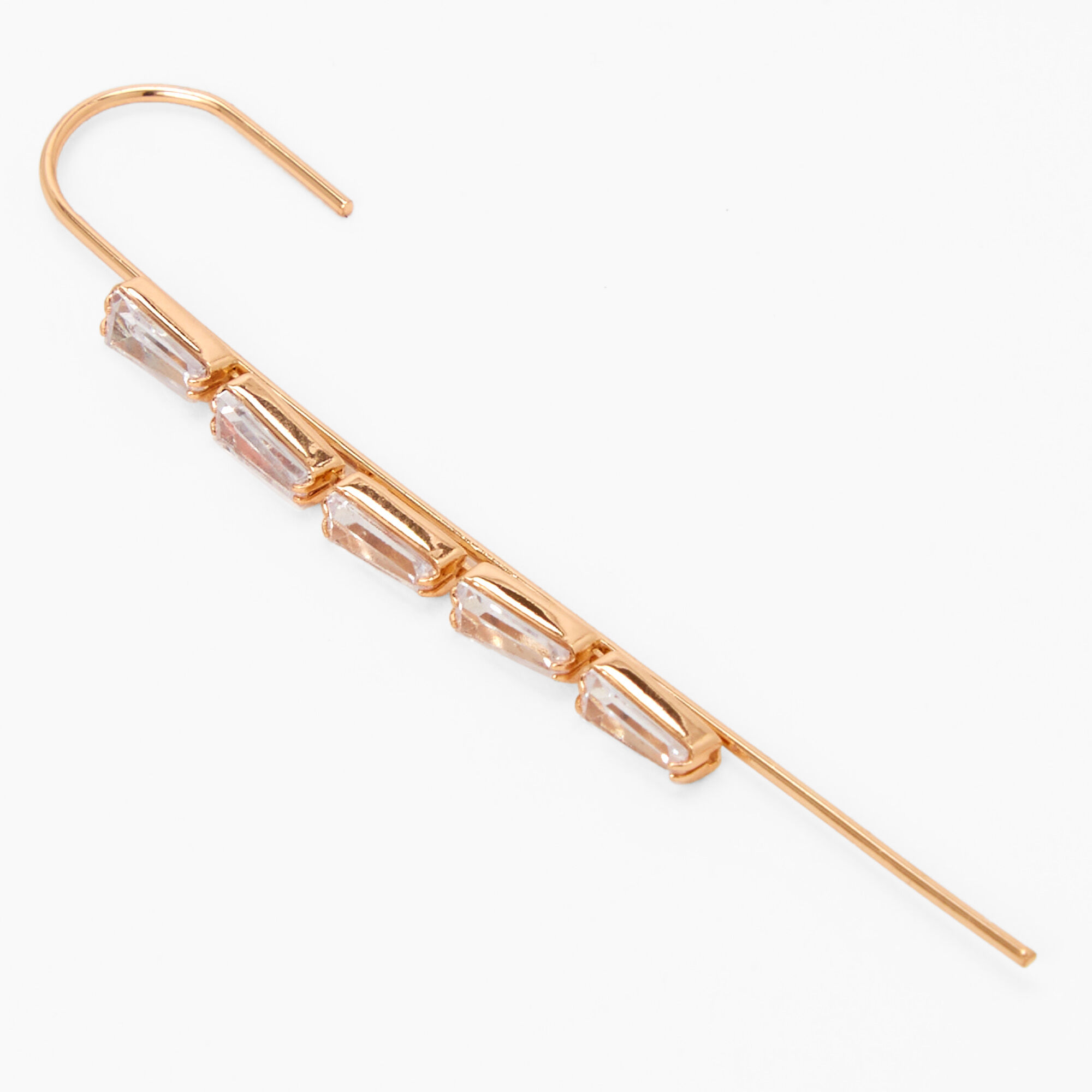 Claire's Épingle manchette d’oreille strass couleur dorée