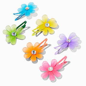 Claire&#39;s Club Neon Net Flower Snap Hair Clips - 6 Pack,