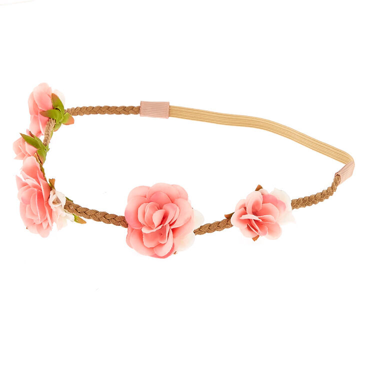 Braided Flower Crown Headwrap - Pink,