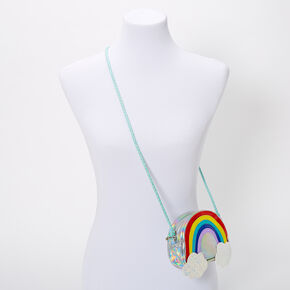 Claire&#39;s Club Holographic Rainbow Clouds Crossbody Bag,