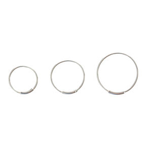 Sterling Silver Graduated 22G Bar Hoop Nose Rings - 3 Pack,