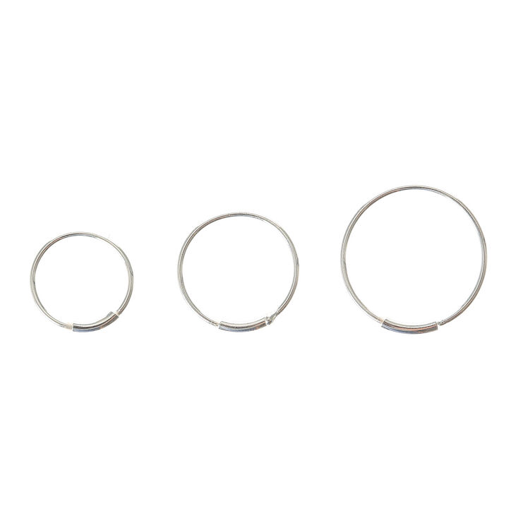 Sterling Silver Graduated 22G Bar Hoop Nose Rings - 3 Pack | Claire's