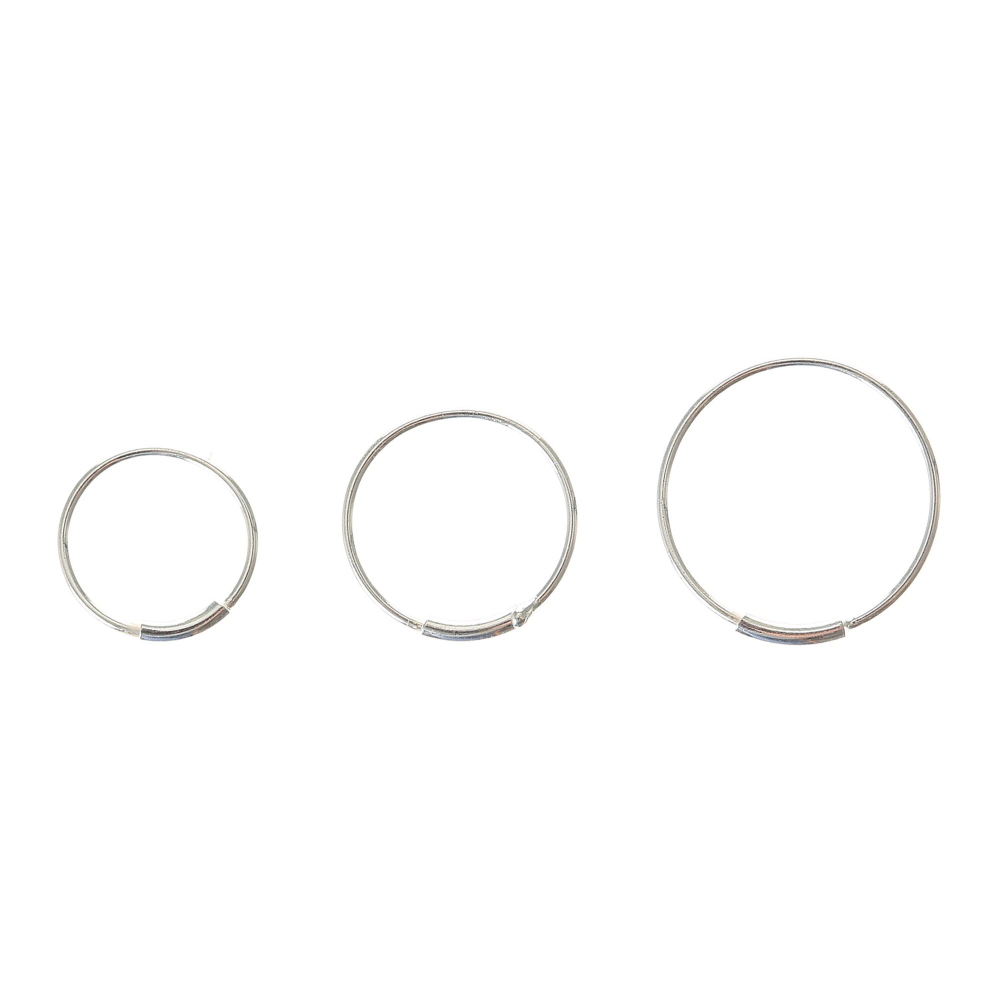 View Claires Graduated 22G Bar Hoop Nose Rings 3 Pack Silver information