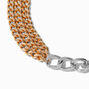 Mixed Metal Two-Tone Curb Chain Multi-Strand Necklace ,
