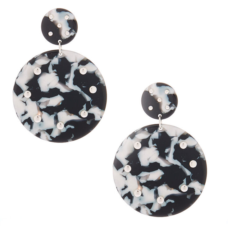 Claire's Pendantes circulaires en résine blanche et noire 5 cm