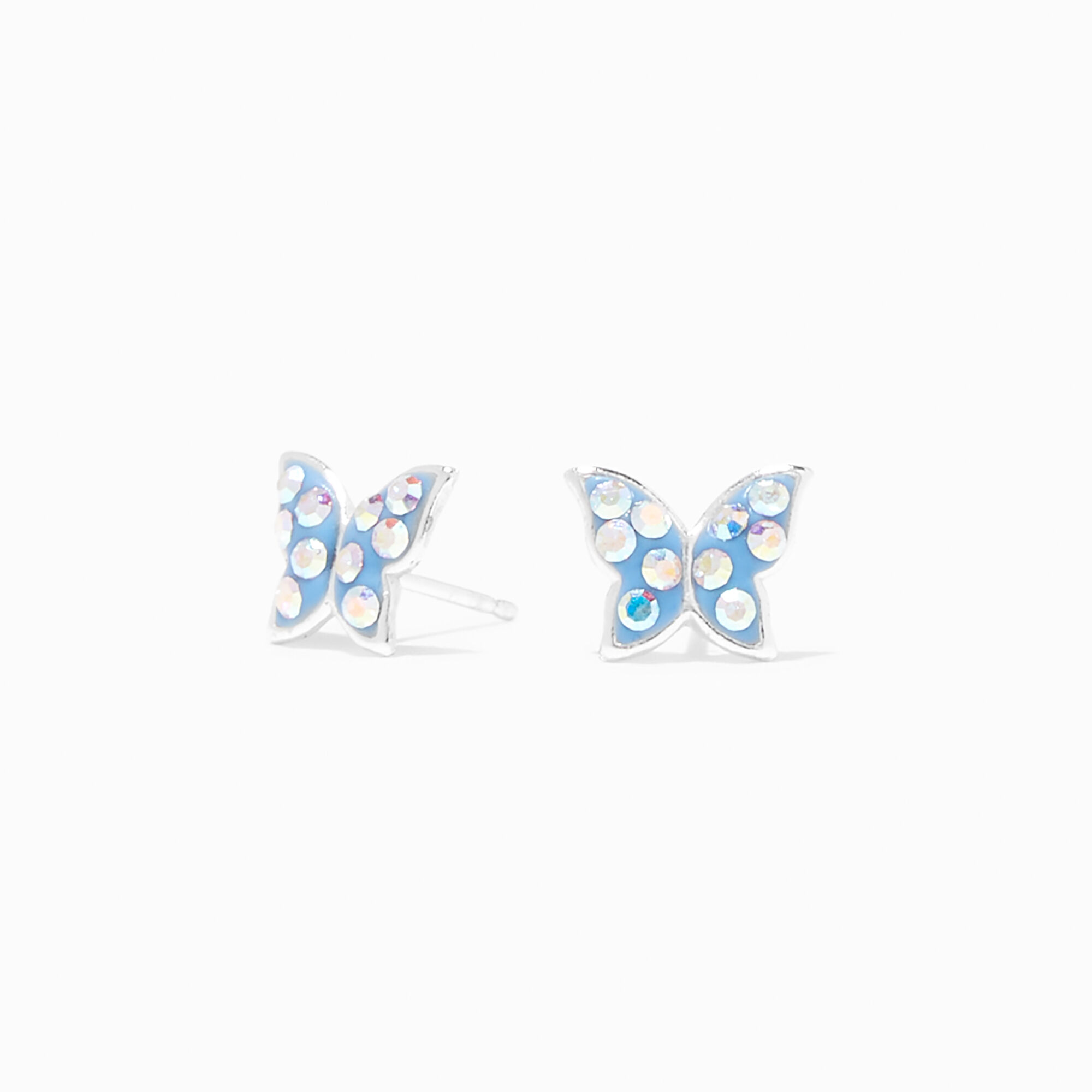 View Claires Ab Crystal Butterfly Stud Earrings Silver information