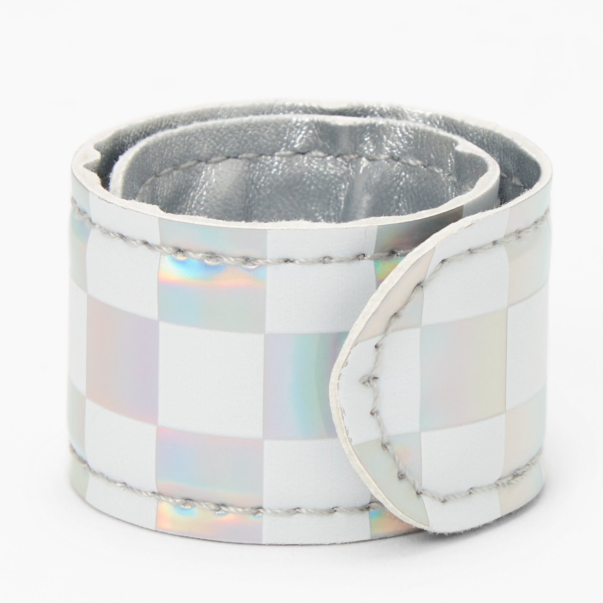 Holographic Checkered Slap Bracelet,