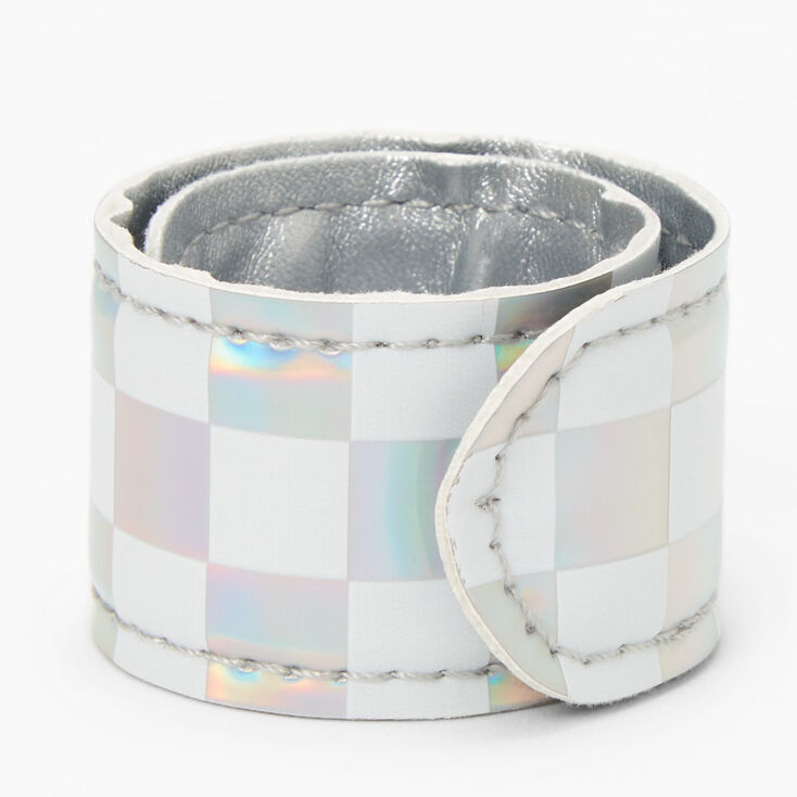 Holographic Checkered Slap Bracelet,