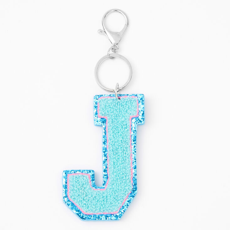 Blue Varsity Initial Keyring - J,