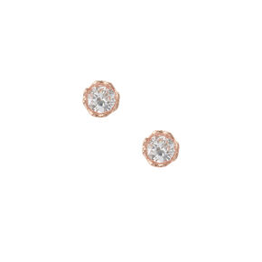 18kt Rose Gold Plated Cubic Zirconia 3mm Round Stud Earrings,