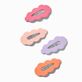 Matte Scalloped Hot Pink Snap Hair Clips - 4 Pack,