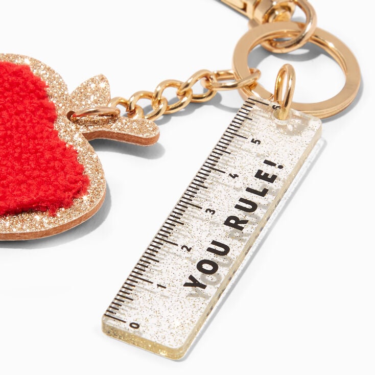 &quot;You Rule&quot; Red Apple Teacher Keychain,
