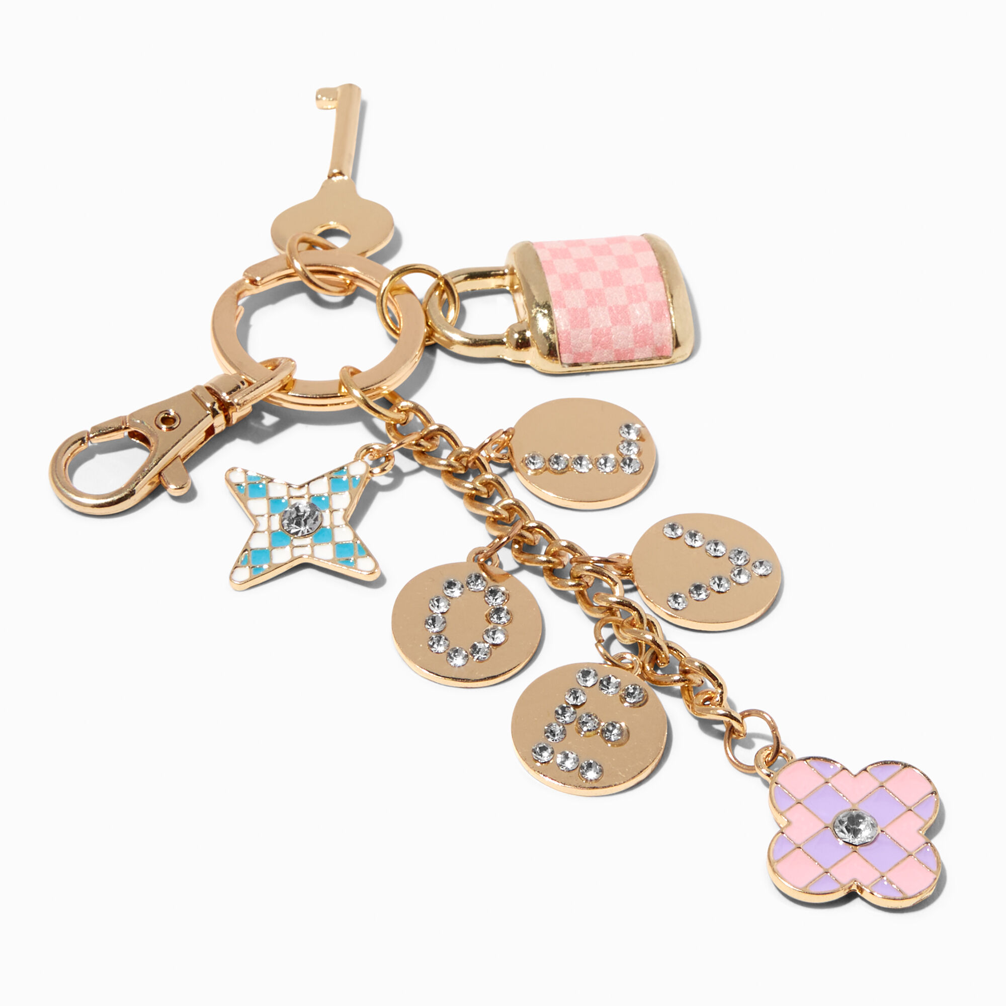 View Claires Love Charms Chain Keyring Gold information
