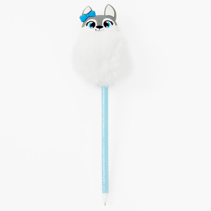 White Pom Pom Husky Pen - Blue,