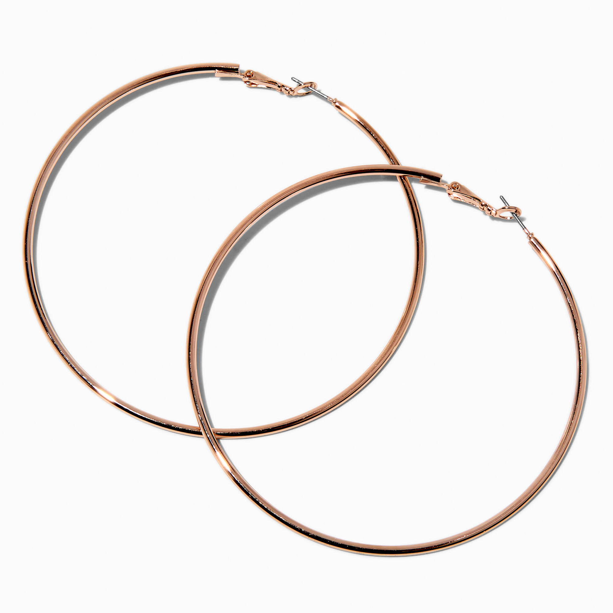 View Claires Rose Tone Thin 75MM Hoop Earrings Gold information