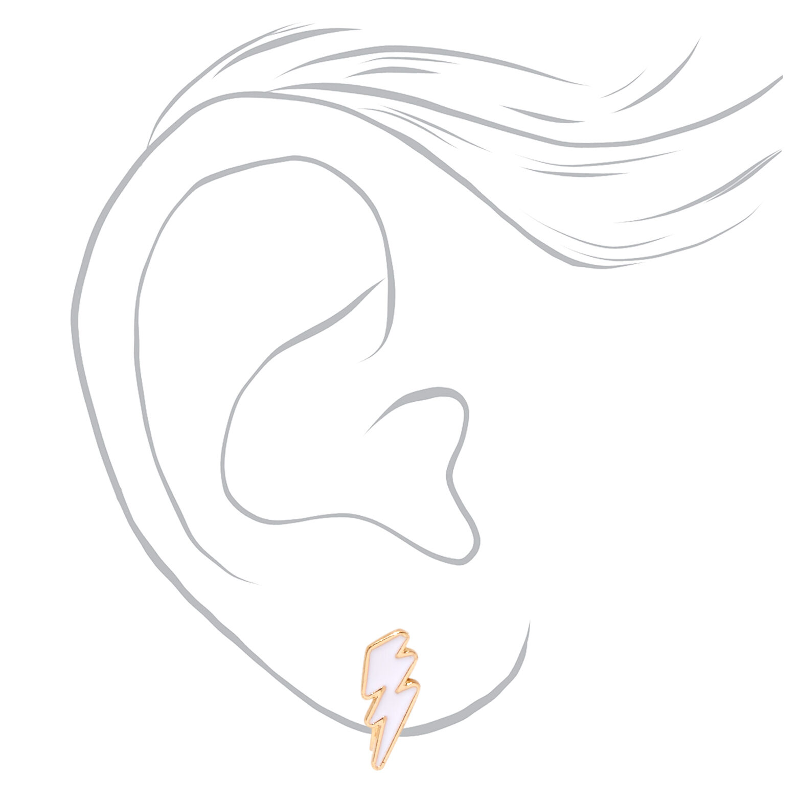 White Lightning Bolt Clip On Earrings Claire s US