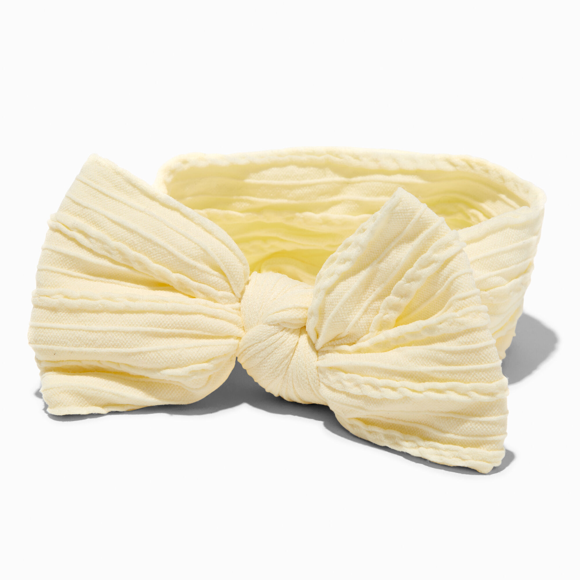 View Claires Club Nylon Ribbed Bow Headwrap Ivory information