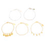 Mixed Metal Coin Chain Bracelets - 5 Pack,