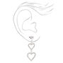 Silver-tone Crystal Triple Heart Clip-On Drop Earrings,