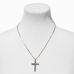 Gold-tone Cross Pendant Necklace,