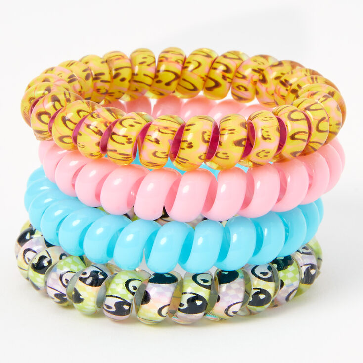 Yin Yang Coil Bracelets Hair Ties- 4 Pack,