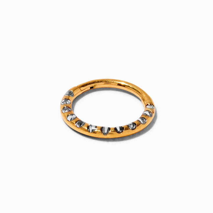 18G Gold-tone Titanium Crystal Nose Ring,