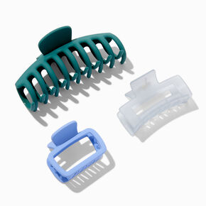 Mixed Green Rectangular Hair Claws - 3 Pack,