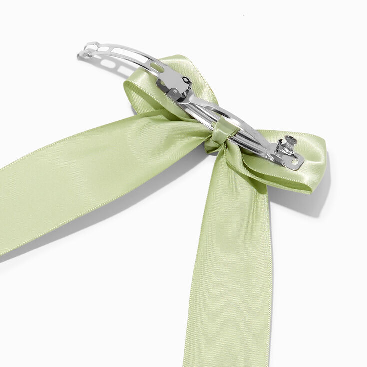 Sage Green Satin Long Tail Hair Bow Clip,