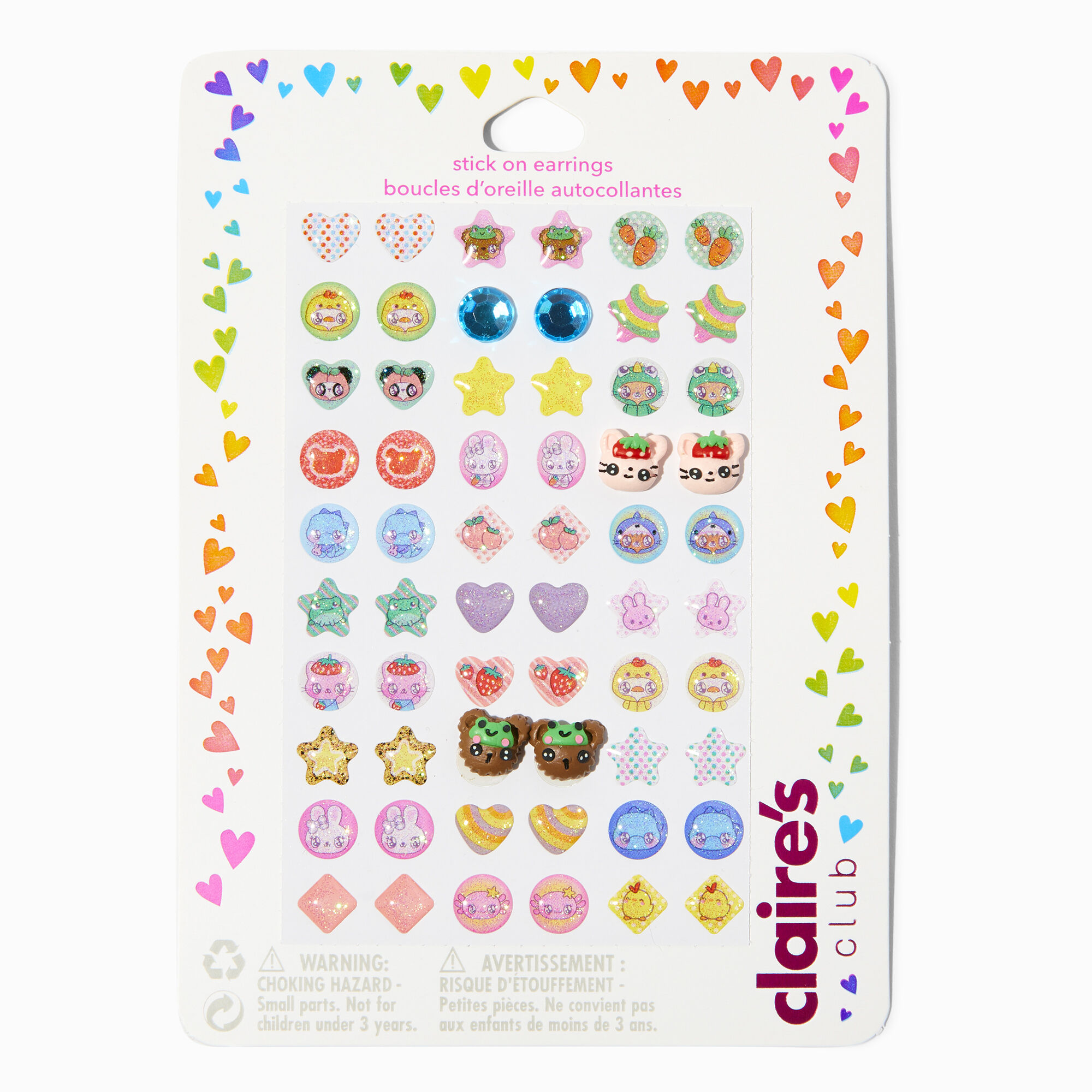 Claire's Club Critter Stick On Earrings - 30 Pack
