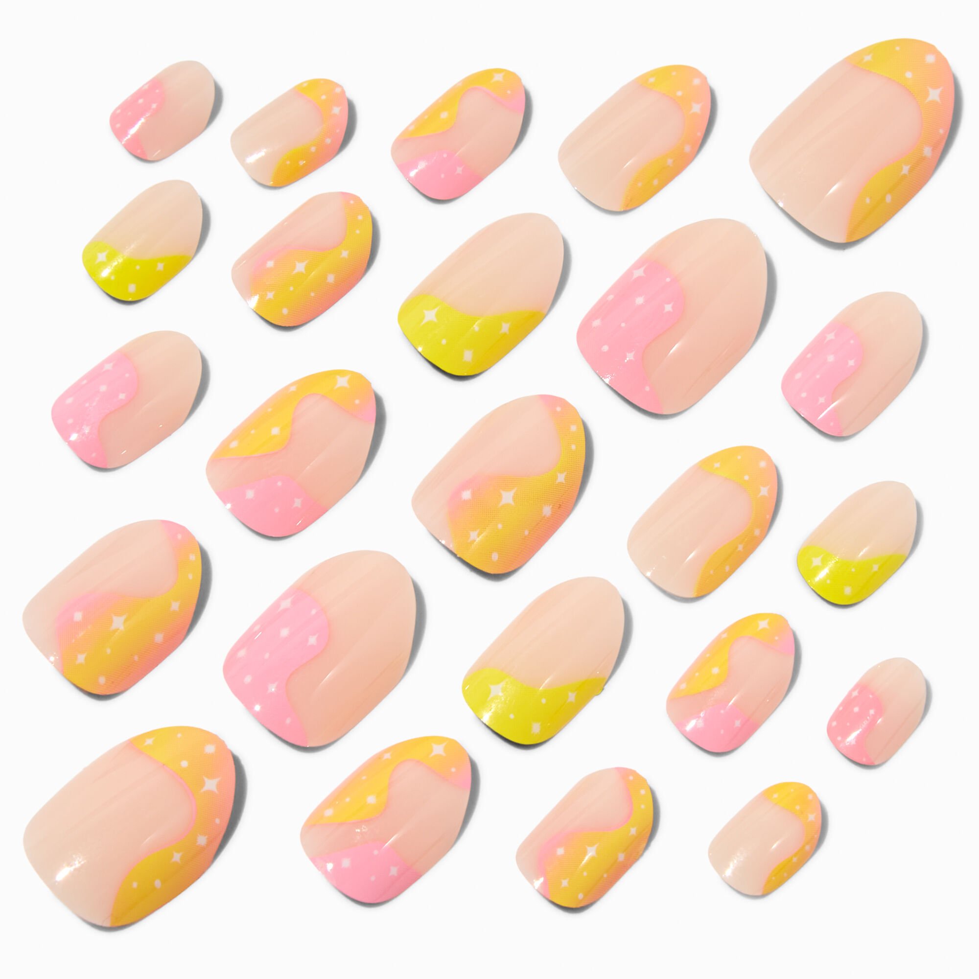 Pastel Swirl Stiletto Press On Vegan Faux Nail Set - 24 Pack,