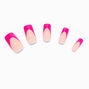 Hot Pink French Tip Long Square Vegan Faux Nail Set - 24 Pack,