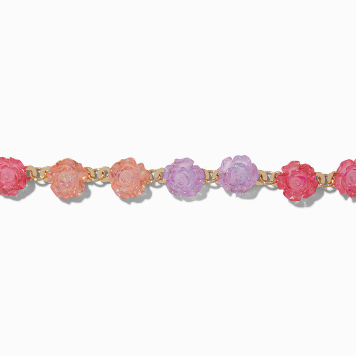 Pink Ombre Rose Choker Necklace ,