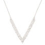 Silver Rhinestone Chevron Statement Necklace,