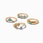 Light Blue Crystal Gold-tone Ring Set - 4 Pack ,