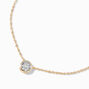 Gold-tone Cubic Zirconia Round Pendant Necklace,