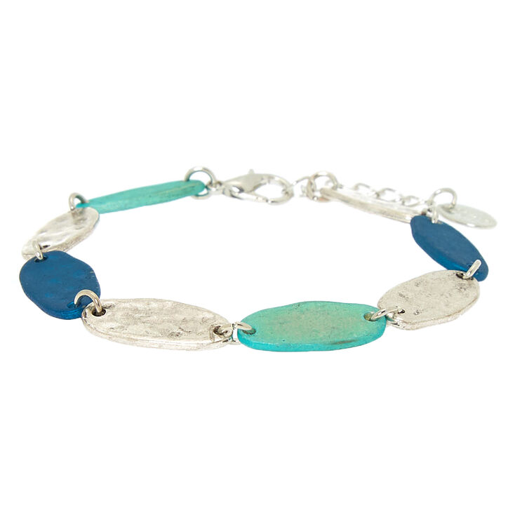 Claire's Bracelet à chaîne couleur argenté avec plusieurs patines aux tons bleus