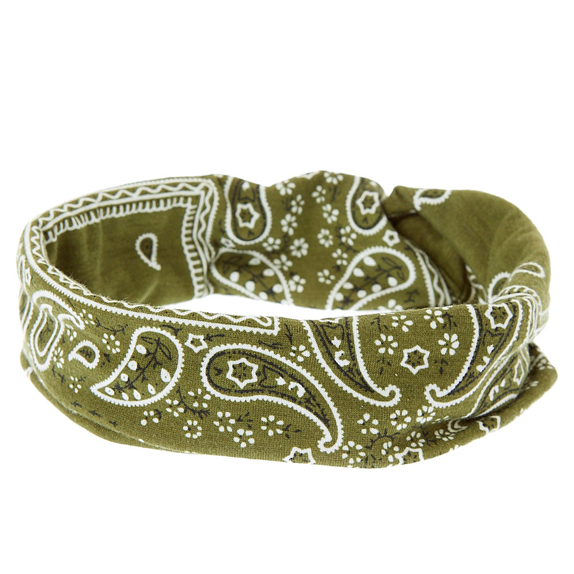 View Claires Bandana Twisted Headwrap Olive Green information