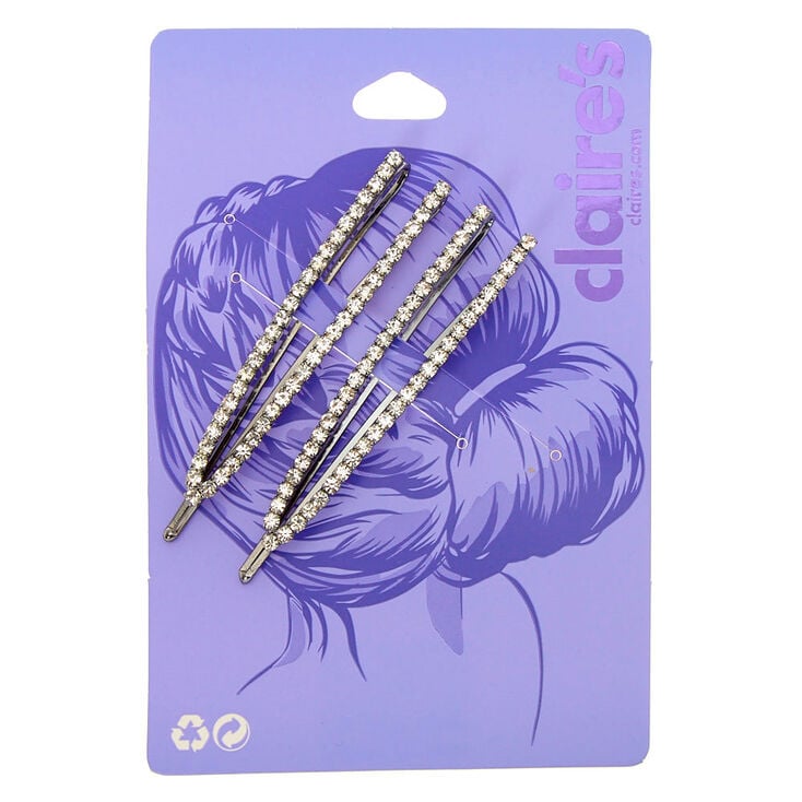Hematite Rhinestone Open Bobby Pins - 2 Pack,
