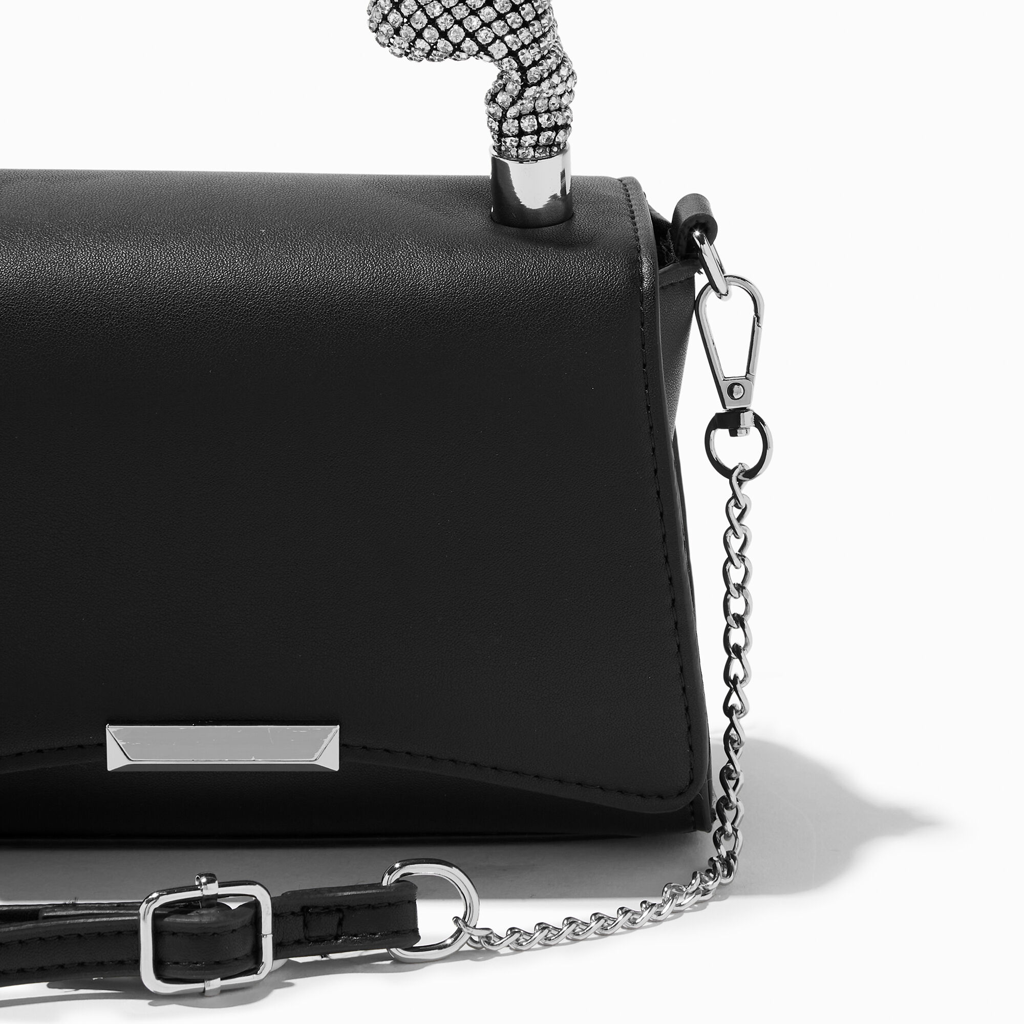 Sac à bandoulière noir poignée bling-bling,