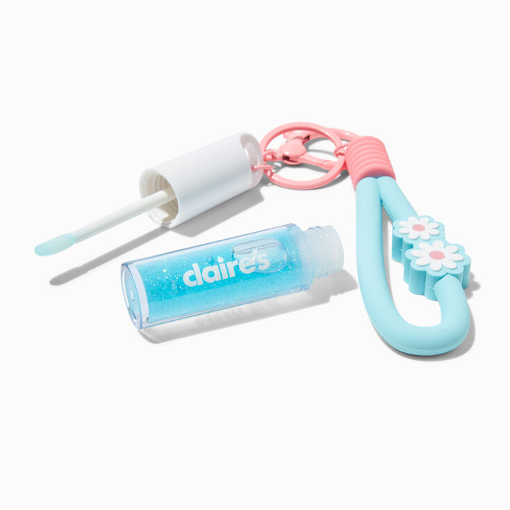 Blue Daisy Lip Gloss Keychain,