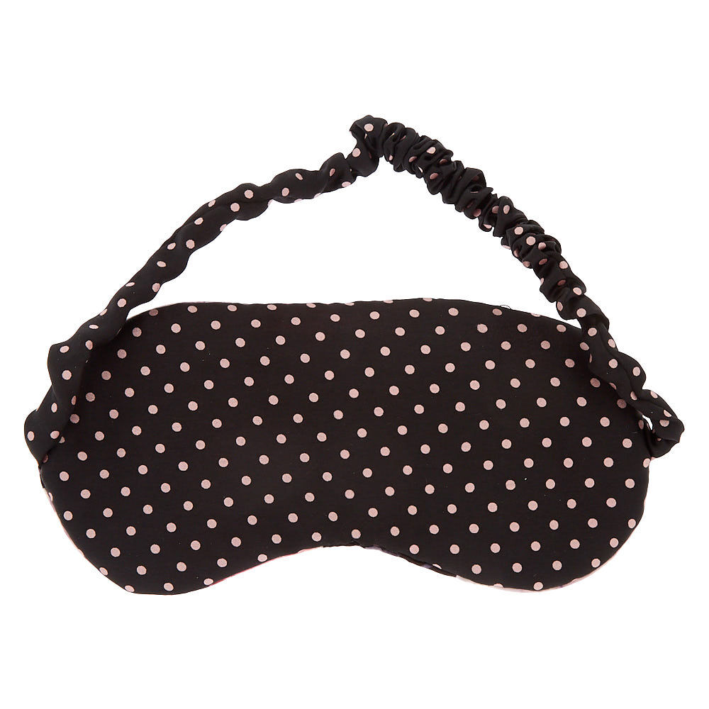 Masque de sommeil noir à pois et motif floral,